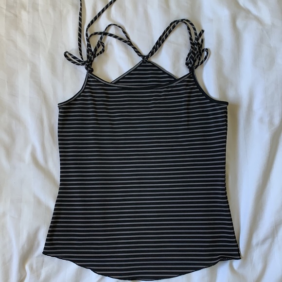 Black w white pinstripes adjustable halter top. EUC - Picture 2 of 4